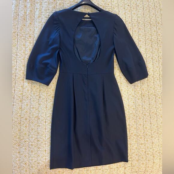 Trina Turk Black Wool Fitted LBD w Open Back - Picture 9 of 12